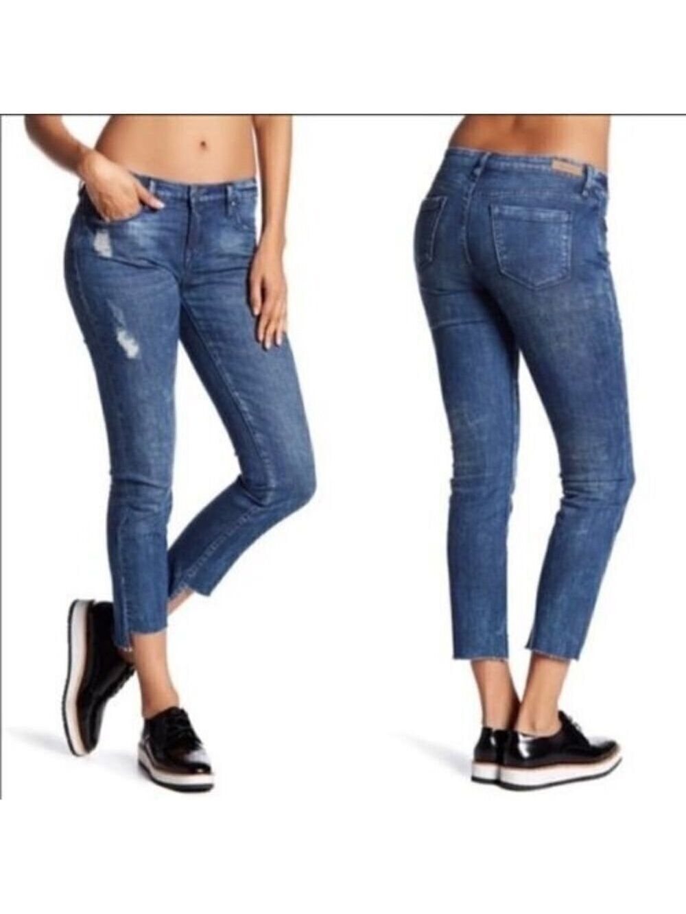 BLANK NYC Intro Distressed Raw Frayed Released Step Hem Jeans Size 26